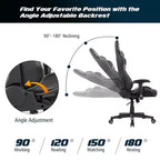 Silla de oficina para juegos reclinable Costway con masaje, giratoria, estilo carreras, con soporte lumbar