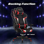 Silla de oficina para juegos reclinable Costway con masaje, giratoria, estilo carreras, con soporte lumbar