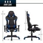 Silla de oficina para juegos reclinable Costway con masaje, giratoria, estilo carreras, con soporte lumbar