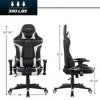 Silla de oficina para juegos reclinable Costway con masaje, giratoria, estilo carreras, con soporte lumbar