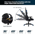 Silla de oficina para juegos reclinable Costway con masaje, giratoria, estilo carreras, con soporte lumbar