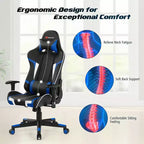 Silla de oficina para juegos reclinable Costway con masaje, giratoria, estilo carreras, con soporte lumbar