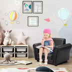 Costway Sofá Infantil Silla Sillón para Niños Pequeños Regalo de Cumpleaños con Otomana Negro