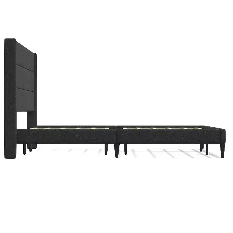 Glenwillow Home Pax - Estructura de cama tapizada tipo plataforma, elegante cabecera tipo ala, base para colchón, no necesita somier, fácil montaje