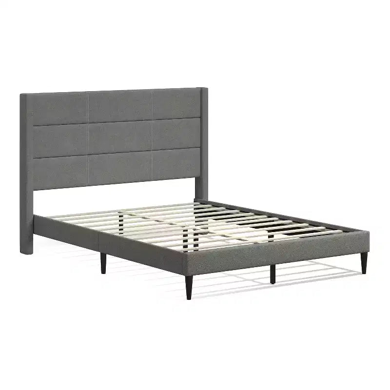 Glenwillow Home Pax - Estructura de cama tapizada tipo plataforma, elegante cabecera tipo ala, base para colchón, no necesita somier, fácil montaje