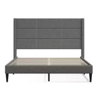 Glenwillow Home Pax - Estructura de cama tapizada tipo plataforma, elegante cabecera tipo ala, base para colchón, no necesita somier, fácil montaje