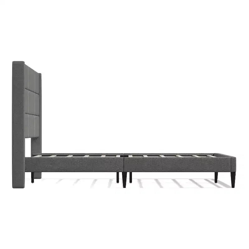 Glenwillow Home Pax - Estructura de cama tapizada tipo plataforma, elegante cabecera tipo ala, base para colchón, no necesita somier, fácil montaje