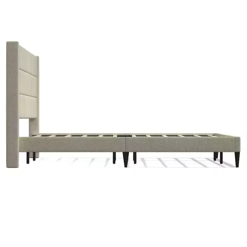 Glenwillow Home Pax - Estructura de cama tapizada tipo plataforma, elegante cabecera tipo ala, base para colchón, no necesita somier, fácil montaje