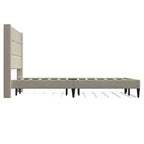 Glenwillow Home Pax - Estructura de cama tapizada tipo plataforma, elegante cabecera tipo ala, base para colchón, no necesita somier, fácil montaje