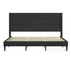 Glenwillow Home Pax - Estructura de cama tapizada tipo plataforma, elegante cabecera tipo ala, base para colchón, no necesita somier, fácil montaje