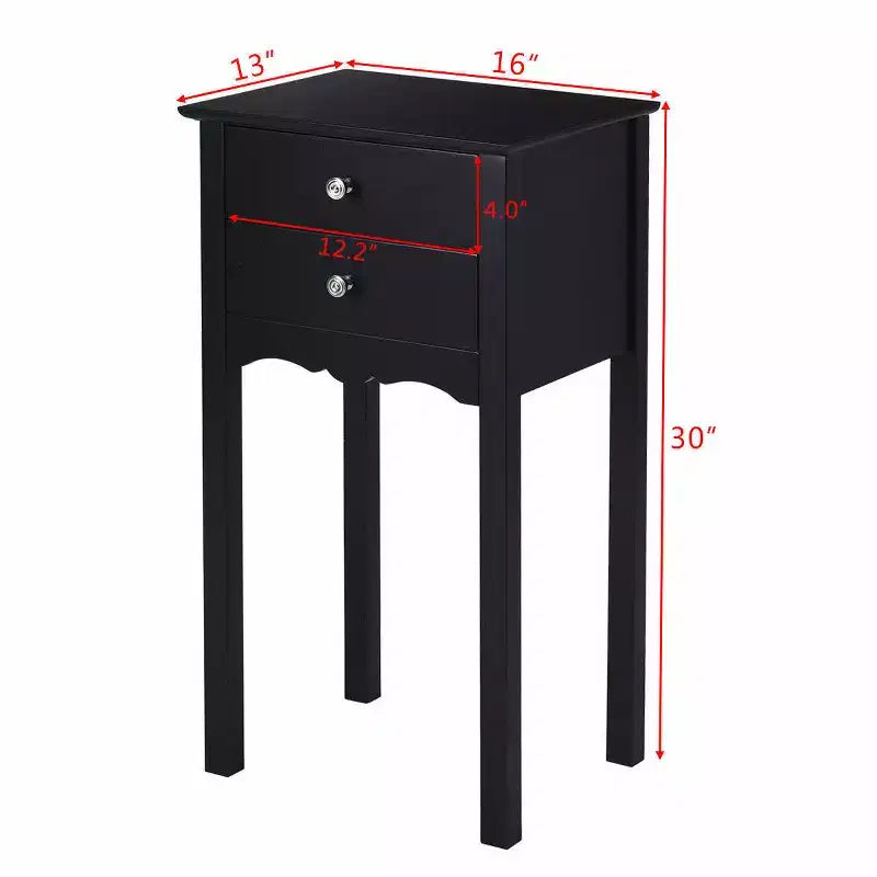 Mesa auxiliar Costway con 2 cajones, mesita de noche, muebles, color negro