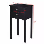 Mesa auxiliar Costway con 2 cajones, mesita de noche, muebles, color negro