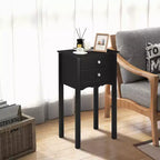Mesa auxiliar Costway con 2 cajones, mesita de noche, muebles, color negro
