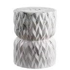 JONATHAN Y Chevron Drum 17.5 White Marble Finish Ceramic Garden Stool/Accent Table