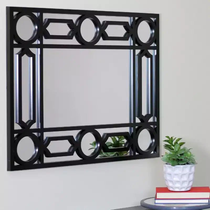 Espejo de pared rectangular con marco negro y estilo geométrico Northlight de 29,5 pulgadas