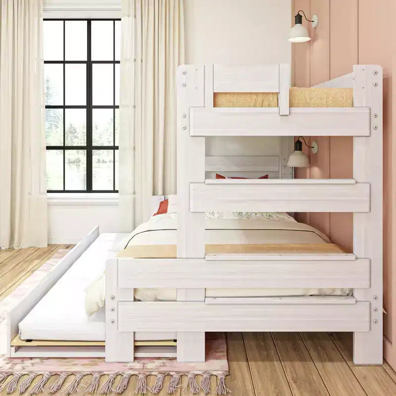 Cama litera doble sobre matrimonial estilo casa de campo Max & Lily con nido
