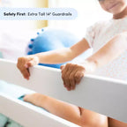 Cama alta doble Max & Lily, cama alta de madera maciza con escritorio y estantes de almacenamiento para niños