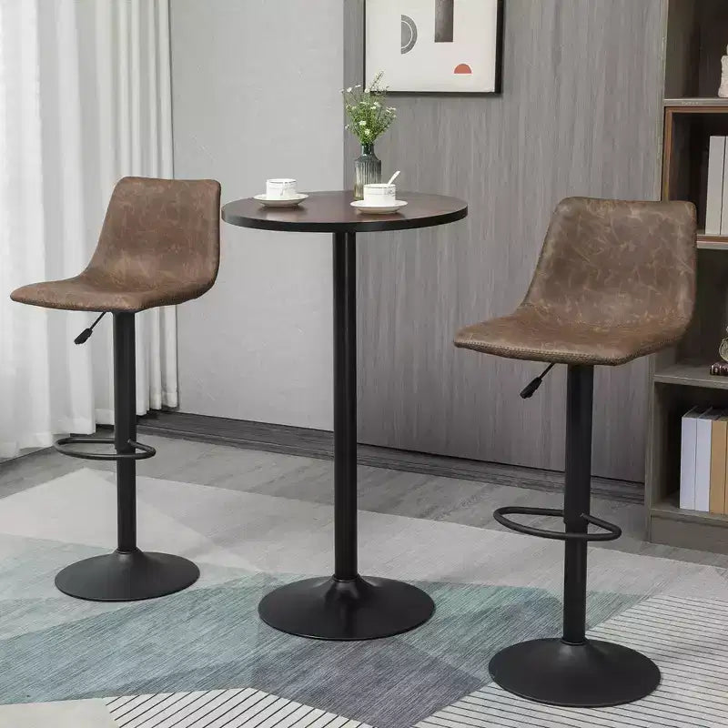 HOMCOM Mesa de bar rústica industrial de 41H, mesa de pub con tapa de madera de olmo y base de metal