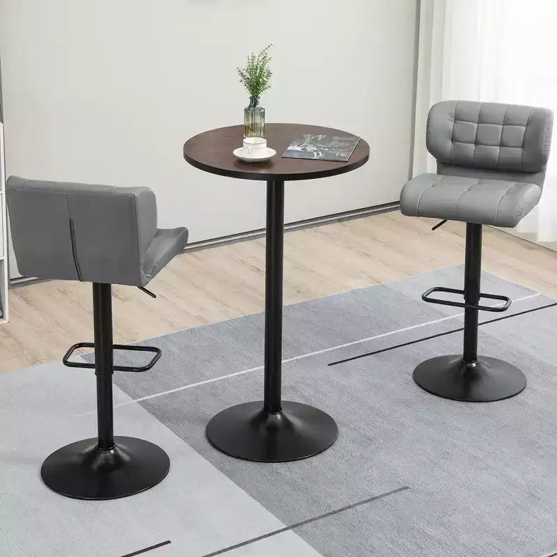 HOMCOM Mesa de bar rústica industrial de 41H, mesa de pub con tapa de madera de olmo y base de metal