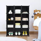 Costway Organizador de almacenamiento de 12 cubos, unidades organizadoras de plástico con estructura de acero, negro