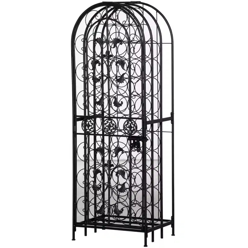 HOMCOM Botellero moderno de 45 botellas Organizador decorativo portátil de hierro forjado Botellero Cárcel
