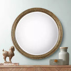 Espejo de pared decorativo redondo para tocador Uttermost, marco de hierro martillado rústico envejecido dorado, 42 1/4 de ancho, para baño, dormitorio, sala de estar