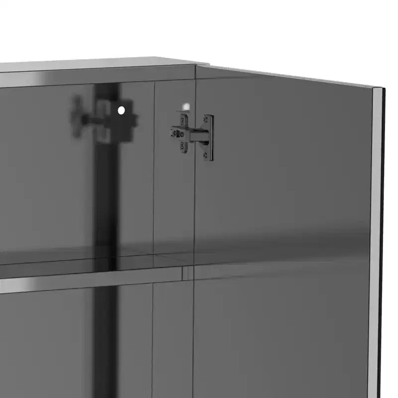 Mueble de baño con espejo kleankin, 61x66 cm, armario botiquín con marco de acero inoxidable, organizador de almacenamiento montado en la pared con puertas dobles, plata