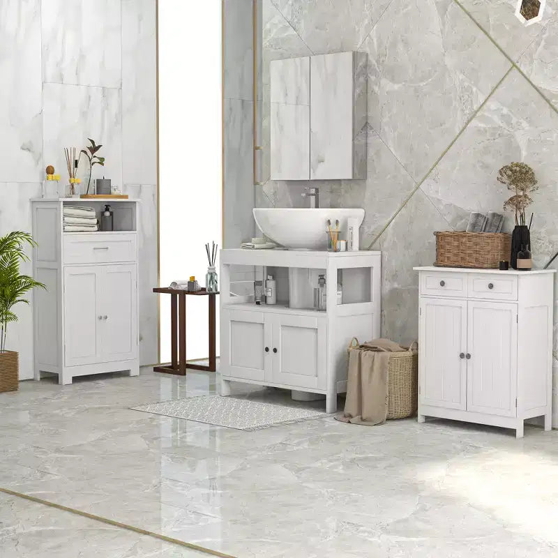 Mueble de baño con espejo kleankin, 61x66 cm, armario botiquín con marco de acero inoxidable, organizador de almacenamiento montado en la pared con puertas dobles, plata