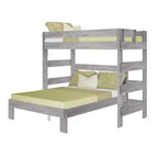 Litera moderna de madera maciza estilo casa de campo Max & Lily, estructura en L, individual sobre matrimonial, para niños