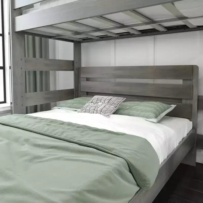 Litera moderna de madera maciza estilo casa de campo Max & Lily, estructura en L, individual sobre matrimonial, para niños