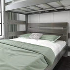 Litera moderna de madera maciza estilo casa de campo Max & Lily, estructura en L, individual sobre matrimonial, para niños