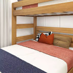 Litera moderna de madera maciza estilo casa de campo Max & Lily, estructura en L, individual sobre matrimonial, para niños