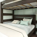 Litera moderna de madera maciza estilo casa de campo Max & Lily, estructura en L, individual sobre matrimonial, para niños