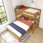 Litera moderna de madera maciza estilo casa de campo Max & Lily, estructura en L, individual sobre matrimonial, para niños