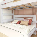 Litera moderna de madera maciza estilo casa de campo Max & Lily, estructura en L, individual sobre matrimonial, para niños