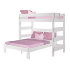 Litera moderna de madera maciza estilo casa de campo Max & Lily, estructura en L, individual sobre matrimonial, para niños