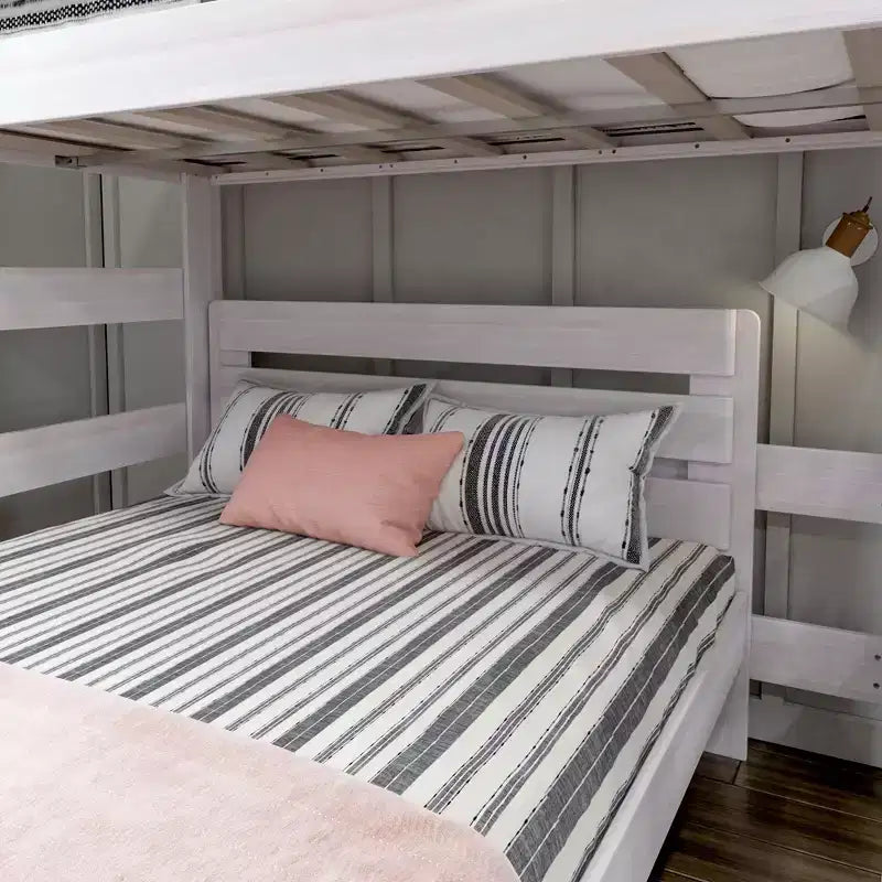 Litera moderna de madera maciza estilo casa de campo Max & Lily, estructura en L, individual sobre matrimonial, para niños