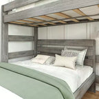 Litera moderna de madera maciza estilo casa de campo Max & Lily, estructura en L, individual sobre matrimonial, para niños