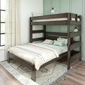 Max & Lily Solid Wood Modern Farmhouse Bunk Bed, L-Shaped Twin over Queen Bed Frame For Kids