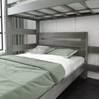 Max & Lily Litera de madera maciza, marco de cama en forma de L de dos plazas con cama de matrimonio, estilo moderno de granja para niños