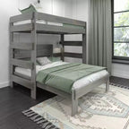 Max & Lily Litera de madera maciza, marco de cama en forma de L de dos plazas con cama de matrimonio, estilo moderno de granja para niños