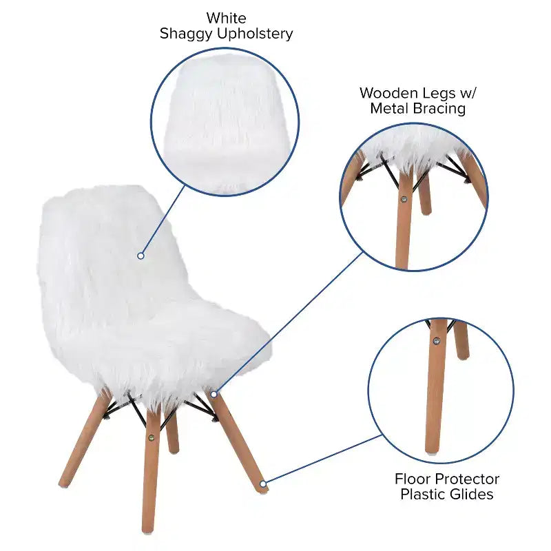 Emma and Oliver Sillón decorativo infantil de pelo sintético con diseño de perro, paquete de 4 unidades - Silla de escritorio - Silla para sala de juegos