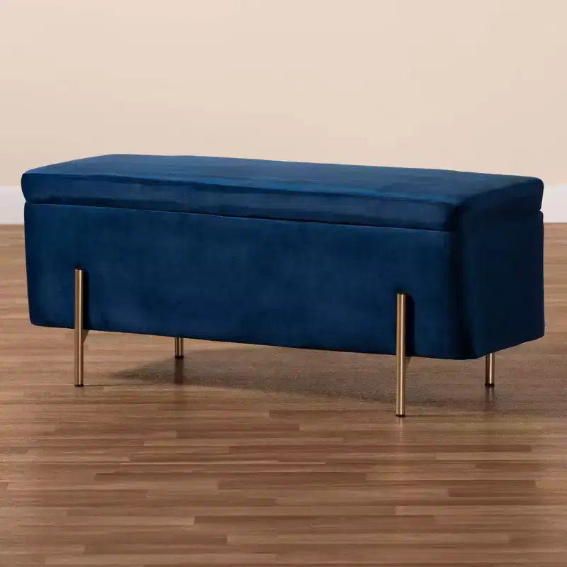 Banco de Almacenamiento Rockwell Velvet Metal - Baxton Studio