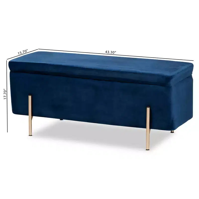 Banco de Almacenamiento Rockwell Velvet Metal - Baxton Studio