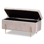 Banco de Almacenamiento Rockwell Velvet Metal - Baxton Studio