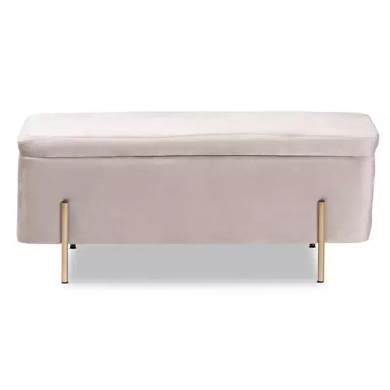 Banco de Almacenamiento Rockwell Velvet Metal - Baxton Studio