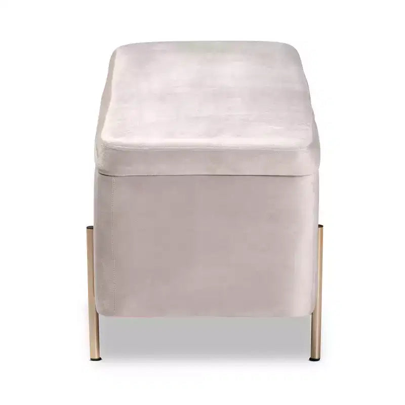 Banco de Almacenamiento Rockwell Velvet Metal - Baxton Studio