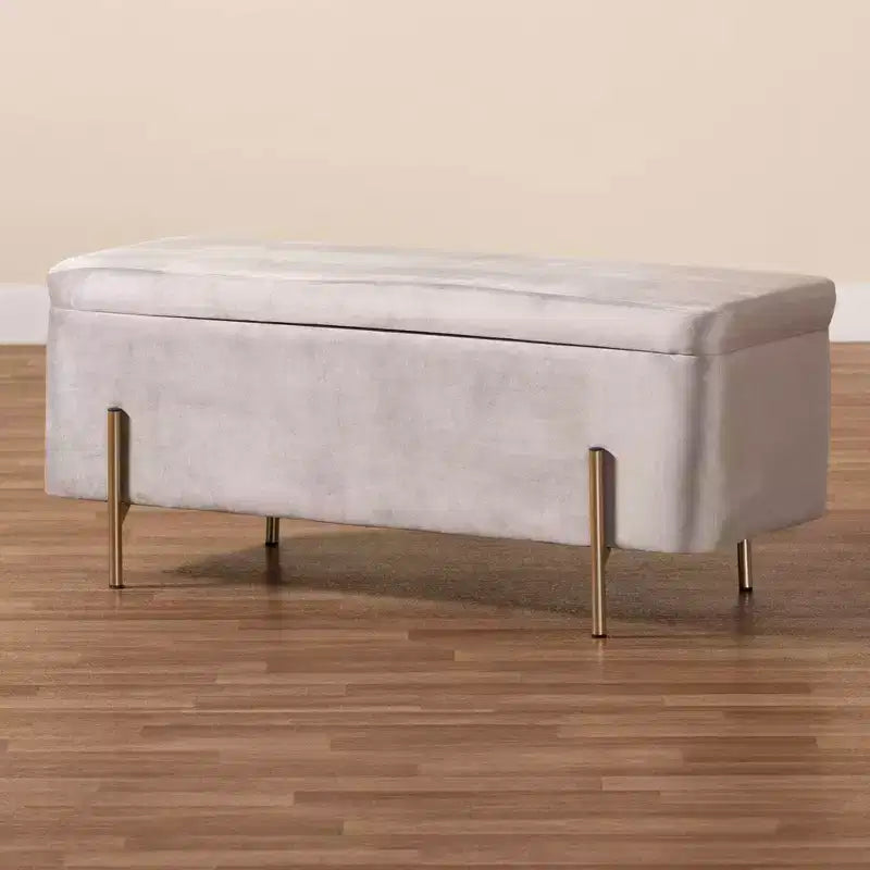 Banco de Almacenamiento Rockwell Velvet Metal - Baxton Studio