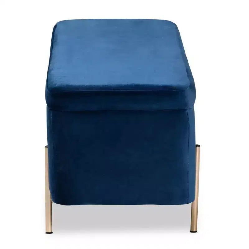 Banco de Almacenamiento Rockwell Velvet Metal - Baxton Studio