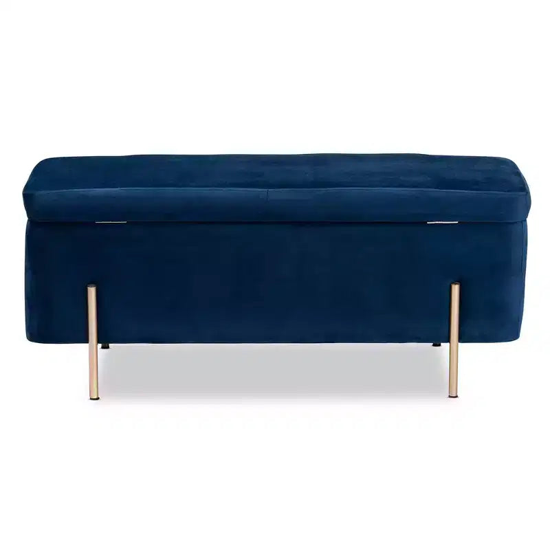Banco de Almacenamiento Rockwell Velvet Metal - Baxton Studio